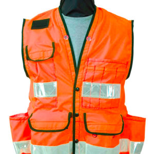 Vest, Flo Orange Mesh Back, Stripes size 54